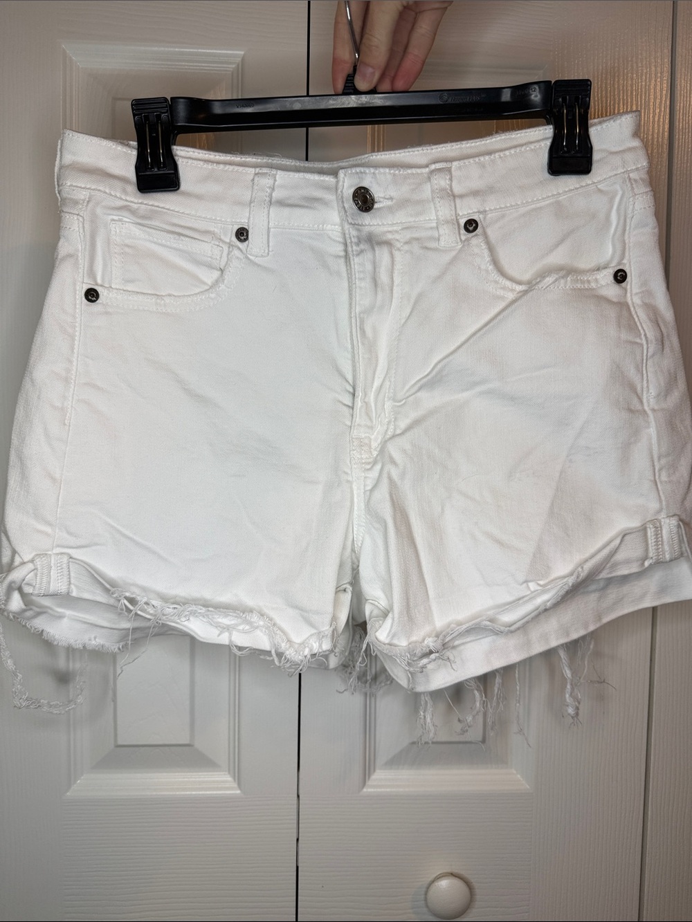 American Eagle Outfitters White Distressed Denim Shorts